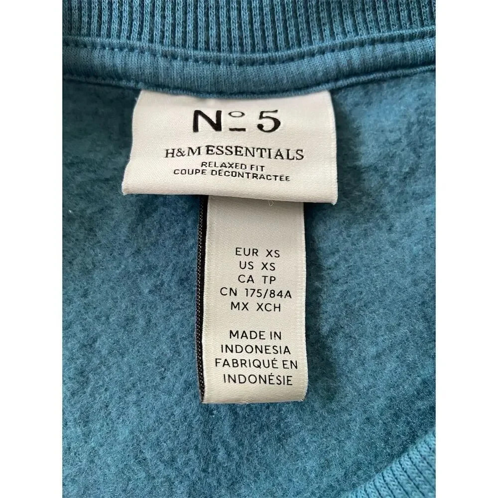H&M Essentials Men's Relaxed Fit Crewneck Sweatshirt Dark Turquoise Size XS​